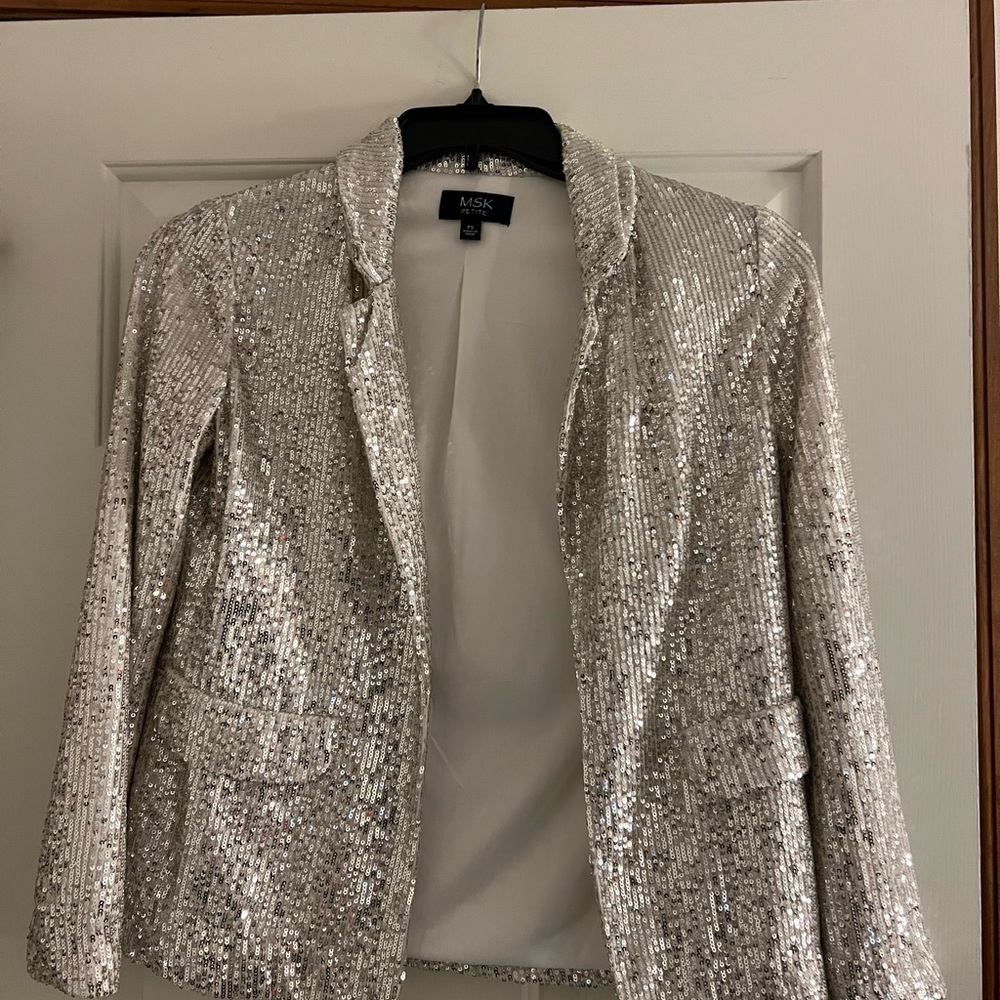 MSK Women's Silver Sequin Jacket